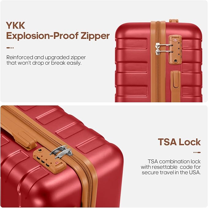 Luggage Sets 3 Piece, 20 Inch Hardshell Carry On Luggage 22x14x9 Airline Approved, Suitcase with TSA Locks & YKK Zippers, Carry On Suitcase with Wheels for Men & Women Travel