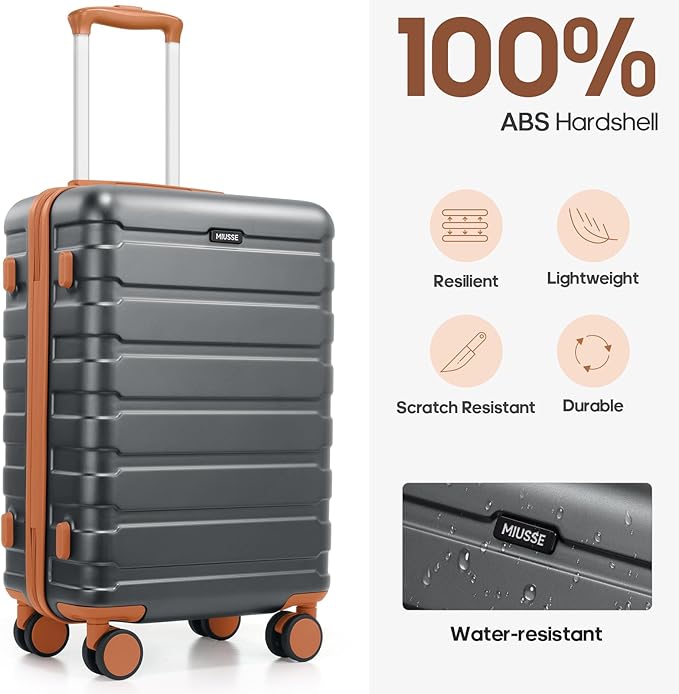 Luggage Sets 3 Piece, 20 Inch Hardshell Carry On Luggage 22x14x9 Airline Approved, Suitcase with TSA Locks & YKK Zippers, Carry On Suitcase with Wheels for Men & Women Travel