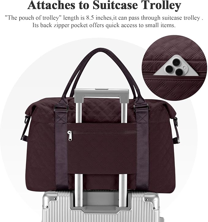 HYC00 Travel Duffel Bag,Carry-on Overnight Weekender Bags for Women,Sports Tote Gym Bag with Wet Pocket