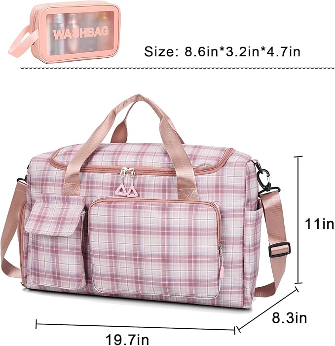 Small Gym Bag for Women, Travel Duffle Bag Carry On Weekender Bag with Shoe Compartment