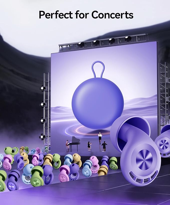 Ear Plugs for Sleeping 50dB Earplugs Noise Cancelling Ear Plugs for Noise Reduction Concerts Soft Reusable Silicone Earplugs for Snoring Side Sleepers Shooting Airplanes with 7 Eartips Case Dark Blue