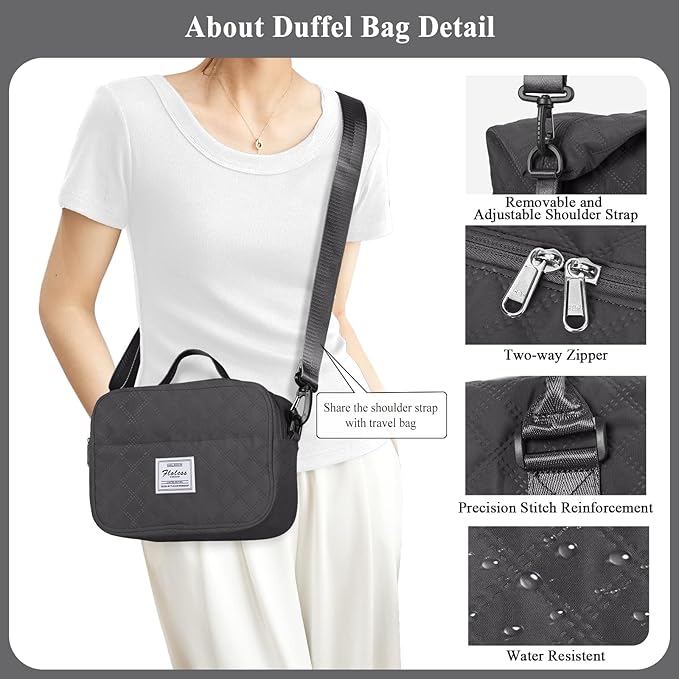 SYCNB Travel Duffel Bag for Women, Gym/Weekender/Carry-On Bags with Toiletry Bag & Adjustable Strap,Personal Item Bags