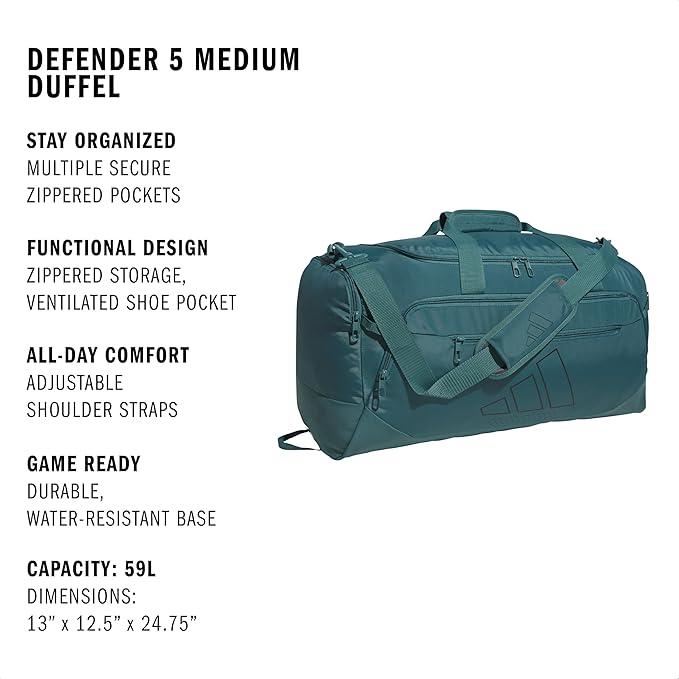 adidas Defender 5 Duffel Bag – Premium Duffle for Sports, Gym & Travel