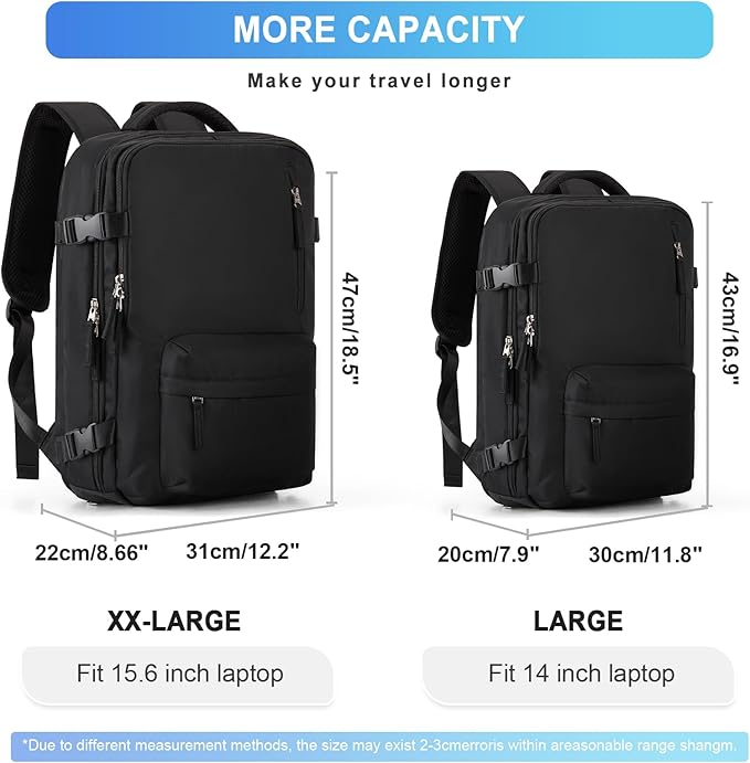 WONHOX Large Travel Backpack Carry on Flight Approved Laptop Work Business Backpack for Women Men Mochila de Viaje
