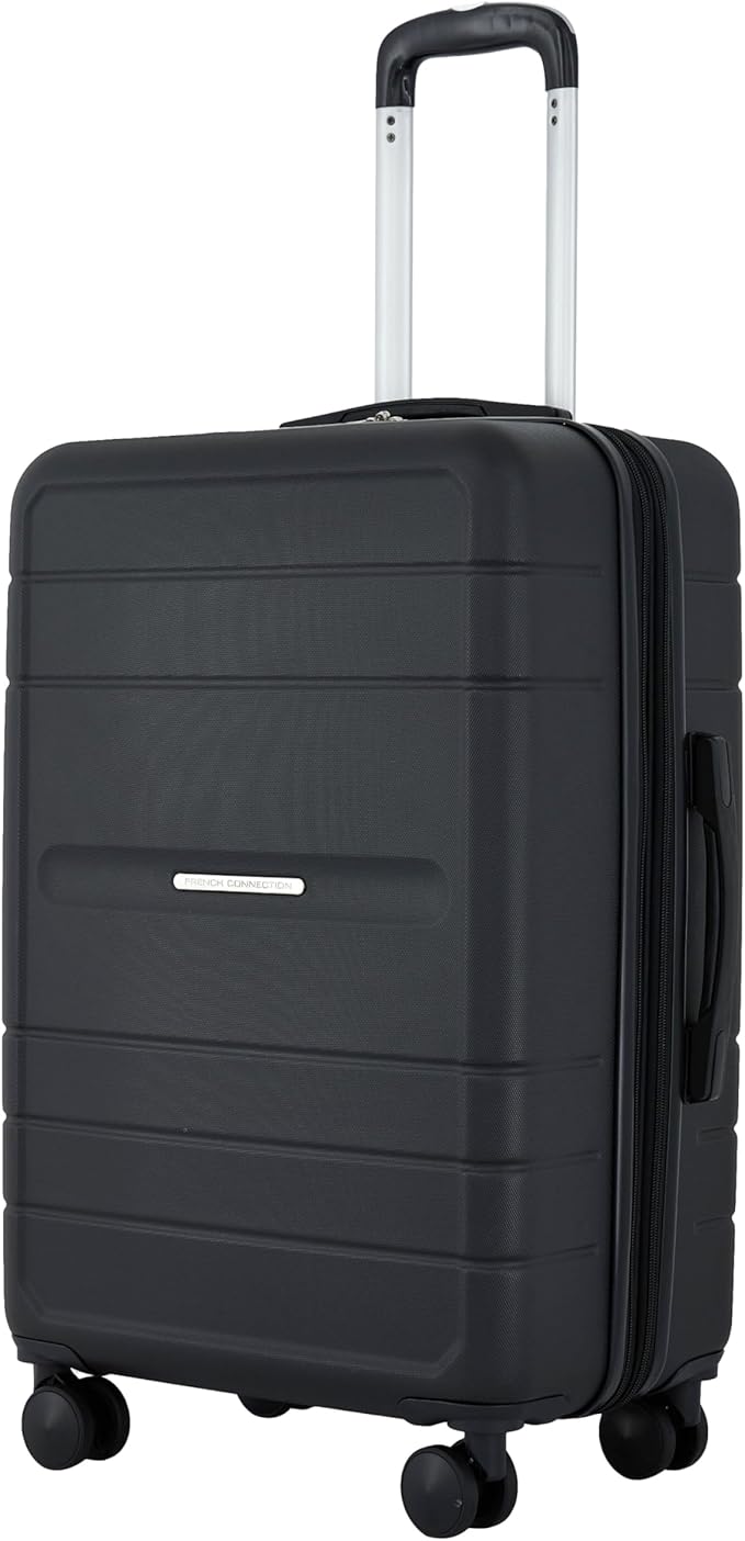 French Connection St. Martin Carry-On Luggage with Cup Holder/USB Ports, Black