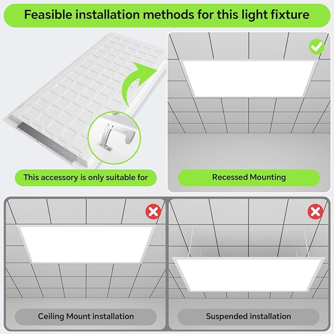 6 Pack 2x4 LED Flat Panel Light 50/40/35/30/25W 6500lm Adjustable, 0-10V Dimmable LED Flush Mount Ceiling Light Fixtures, 2.7K/3K/3.5K/4K/5K Selectable for Office Kitchen Garage - ETL Listed