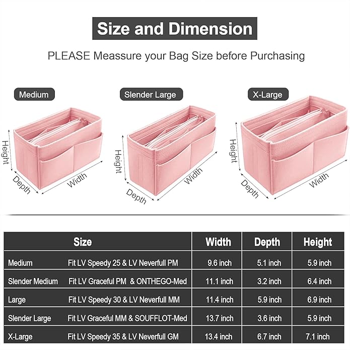 OMYSTYLE Purse Organizer Insert, Felt Tote Bag Organizer Insert with 5 Sizes, Handbag Dividers for Inside Purse, Compatible with Longchamp, Neverful, Speedy and More