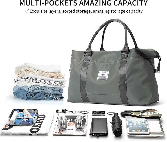 HYC00 Travel Duffel Bag,Carry-on Overnight Weekender Bags for Women,Sports Tote Gym Bag with Wet Pocket