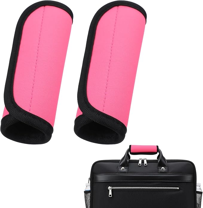 2Pack Luggage Handle Wraps,5.91 x 5.51In Bright Luggage Handle Covers, Comfortable and Soft, Travel Accessories, Luggages Handles Identification, Pink & Black