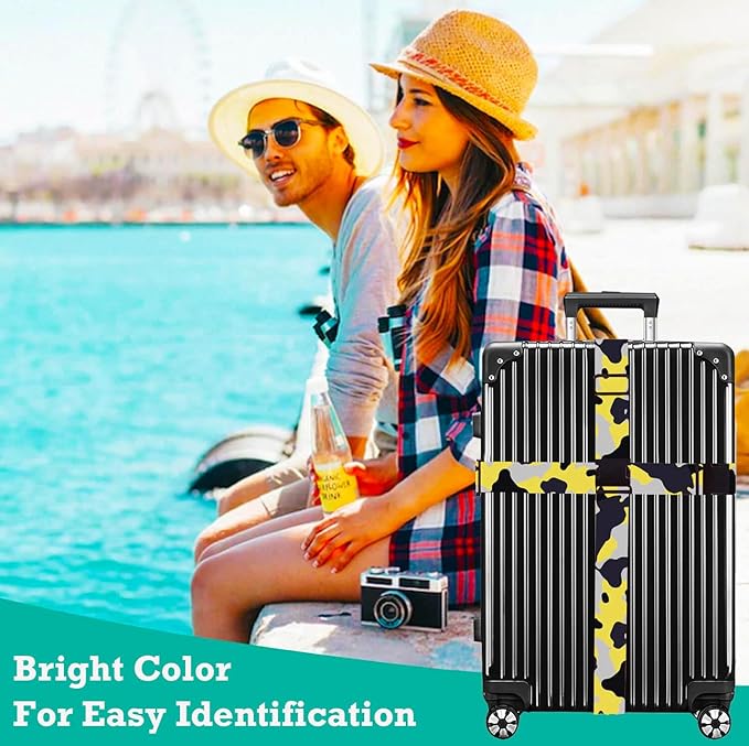 Luggage Straps for Suitcases TSA Approved Easy Pack Organized Suitcase Strap, Luggage Strap, Luggage Belt Strap, Bag Straps for Luggage. Buckle Straps Travel Accessories (Camo)