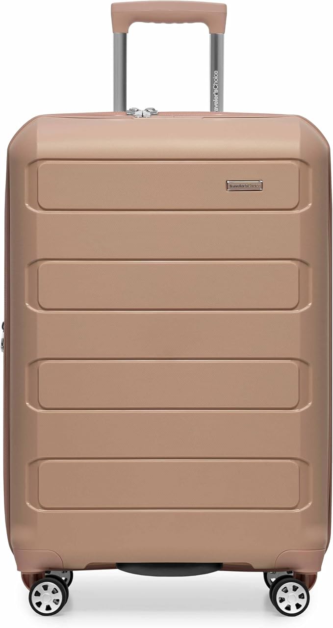 Traveler's Choice Pagosa Hardshell Expandable Luggage with Spinner Wheels, Latte Beige, 3-Piece Set (22/26/30)