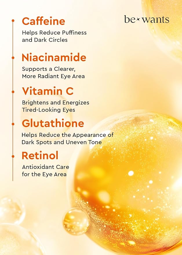 bewants Deep Toning Glutathione Eye Serum Patch | Korean Retinol and Caffeine Eye Patches | Advanced Glutathione Skincare Gel Patch | 60 Undereye Mask Patches