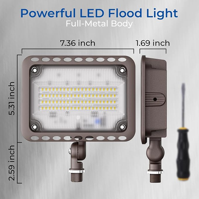 CINOTON 65W 9100LM LED Flood Lights Outdoor, 5000K, UL Listed, 4 Pack | IP65 Waterproof Exterior Security Wall Lighting with 180°Knuckle, 120V Outside Aluminum Fixture for Patio Porch Barn Garden
