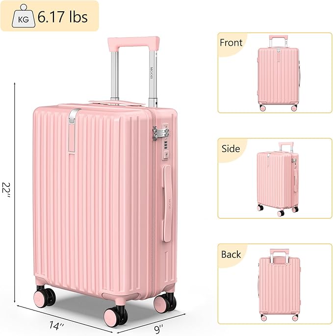 20 Inch Carry On Luggage 22x14x9 Airline Approved, PC Lightweight luggage with Spinner Wheels, 20 Inch Hardside Travel Luggage Bag with TSA Lock Rolling suitcase for Women