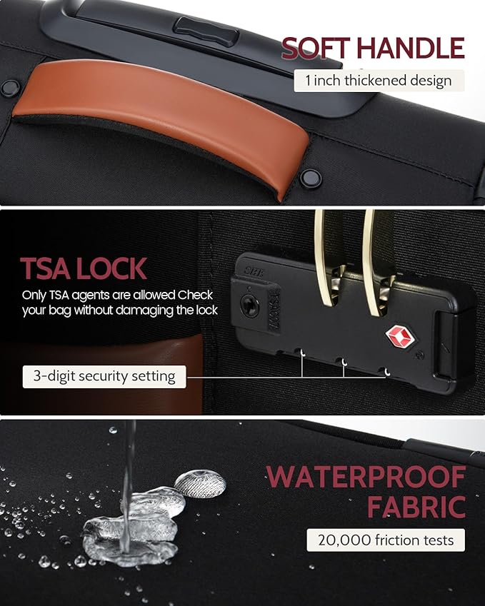 Carry On Luggage 22x14x9 Airline Approved, 20 Inch Softside Suitcase with 360° Spinner Wheels & TSA Lock, Ultra-Lightweight Water-Resistant Large Capacity Luggage for Women & Men