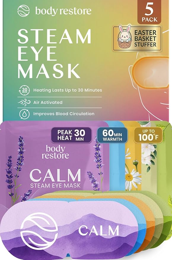 Body Restore Heated Eye Mask 5 Pack – Easter Basket Stuffers, Easter Birthday Gifts for Women & Men, Steam Warm Compress for Dry Eyes, Stye Eye Treatment, Eye Patch – Variety