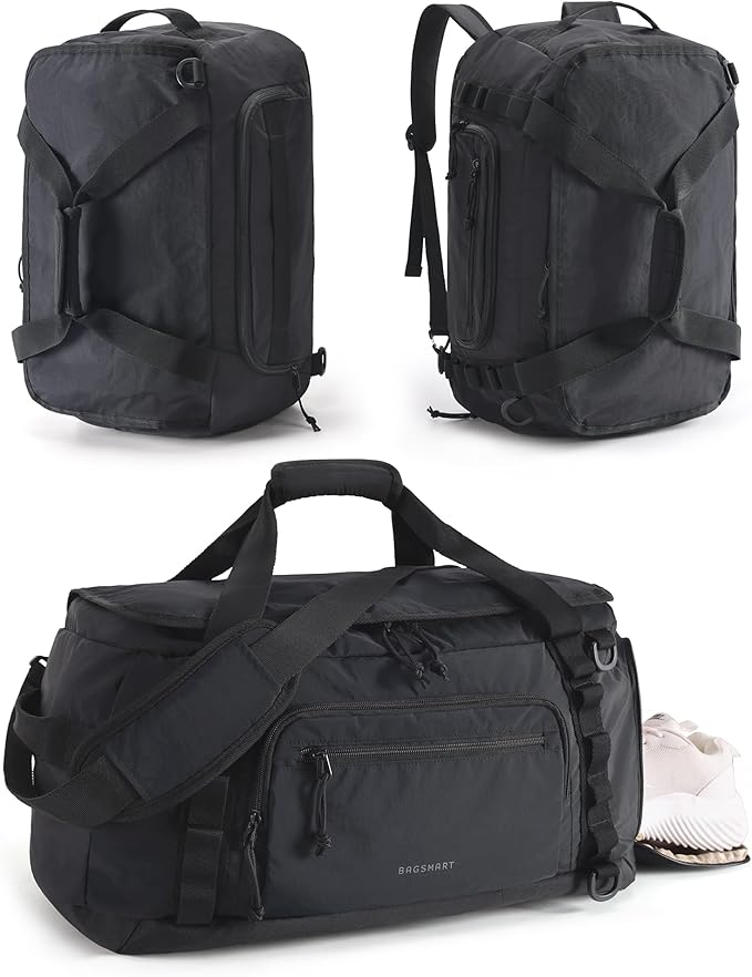 BAGSMART 4-IN-1 Gym Bag for Women Men, TSA Lightweight Duffle Bag for Travel with Shoe Compartment & Wet Pocket, 22L/30L/38L Tactical Backpack with 40oz Water Bottle Holder