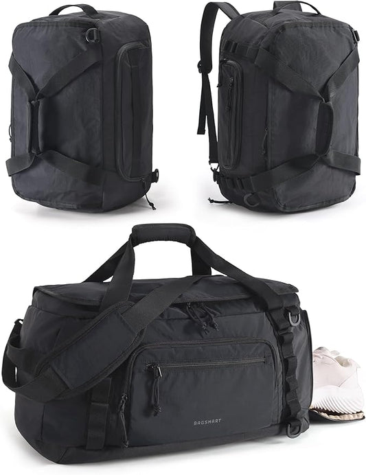 BAGSMART 4-IN-1 Gym Bag for Women Men, TSA Lightweight Duffle Bag for Travel with Shoe Compartment & Wet Pocket, 22L/30L/38L Tactical Backpack with 40oz Water Bottle Holder