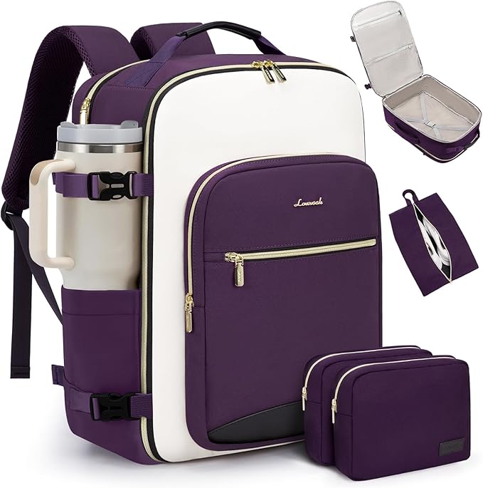 LOVEVOOK 50L Travel Backpack for Women & Men, Airline Approved Carry On Luggage with 3 Packing Cubes, TSA Overnight Bags, Waterproof Personal Item Bag, Weekender Essentials Backpacks fits 17" Laptop