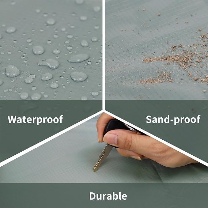 Frelaxy Pocket Picnic Blanket, Waterproof Sandproof Beach Mat, Compact Camping Tarp for Festivals, Hiking, Travel, Outdoor Recreation (Grey, 28'' x 47'')