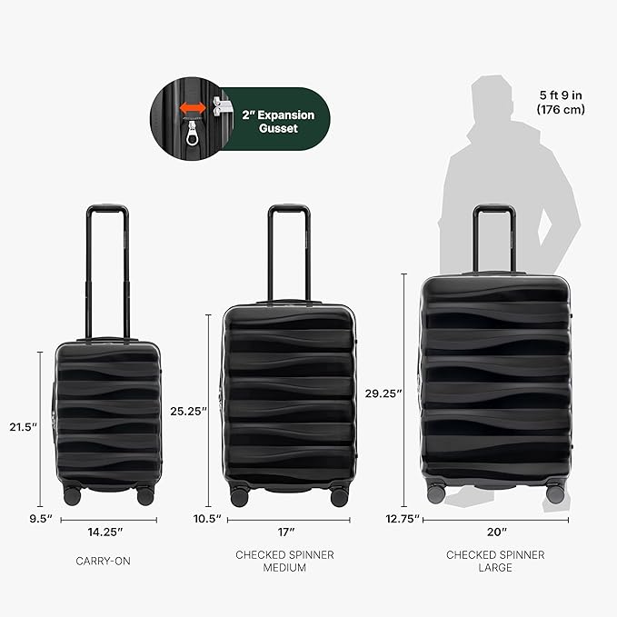 Traveler's Choice Edinburgh II Hardside Spinner Luggage, TSA Lock, Black, 29" Large