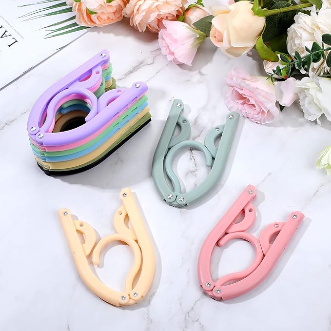 Sieral 40 Pcs Foldable Travel Hangers Plastic Portable Folding Clothes Hangers Cruise Ship Essentials for Travel Cruises Suitcase Dormitory School Hotel Women Laundry Coat Bag Drying(Multicolor)