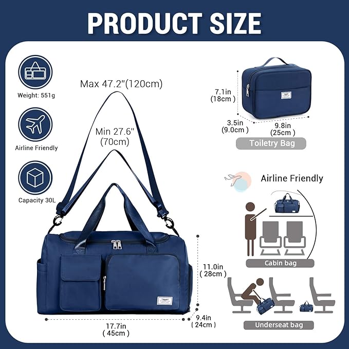 FIORETTO Women's Gym Duffle Bag with Shoes Compartment, 30L Capacity, Ideal for Travel, Gym, Sports, Duffel, Weekender