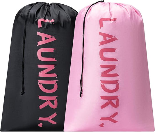 4 Pack XL Travel Laundry Bag, Machine Washable Dirty Clothes Organizer with Drawstring,Large Enough to Hold 4 Loads of Laundry, Easy Fit a Laundry Hamper or Basket Travel Essentials 24" x 36"