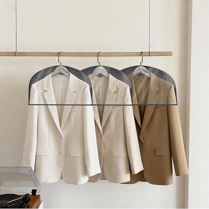 Kntiwiwo Shoulder Covers for Hanging Clothes (Set of 10) Breathable Garment Dust Covers Clothes Protectors Covers for Closet with 2" Gusset for Suit, Coats, Jackets, Dress