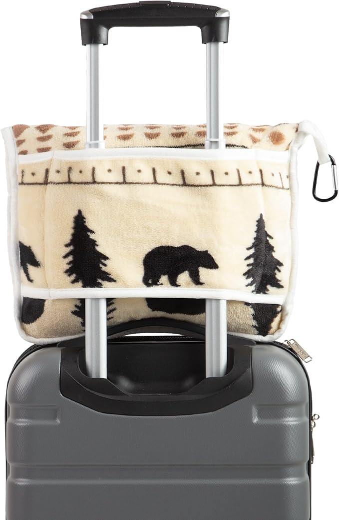 Carstens, Inc. Travel Blanket, Premium Compact 2-in-1 Airplane Blanket/Pillow, Scandinavian Bear