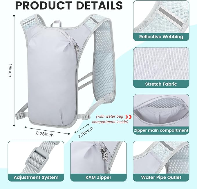 Small Hiking Backpack 10L - Lightweight Packable Foldable Backpack for Travel Camping Outdoor Commute, Compact Rucksack for Women Men(Grey)