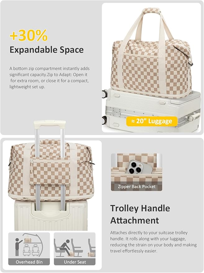 Expandable Travel Duffle Bags Weekender Overnight Bags for Women Men Hospital Bag for Women Labor Delivery with Toiletry Bag Waterproof
