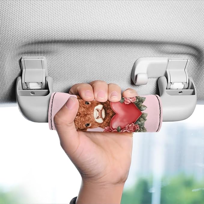 BIGCARJOB Love Flower Cow Luggage Handle Wrap Set for Suitcase 2 Pieces Suitcase Identifier Protective Cover Trolley Case Grip Travel Luggage Accessories Door Handle