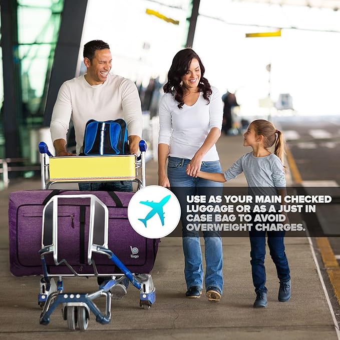 Bago Extra Large Duffle Bag for Travel Women & Men. Durable, Lightweight, Foldable Travel Duffel Bags For Traveling Women. 120L Duffle Bags Use As a Weekender Bag with Shoe Compartment, Checked Duffel