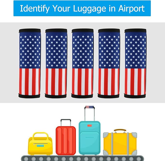 Cosmos 5 Pcs Neoprene Luggage Handle Wrap Beach Bag Tote Handle Grip Luggage Identifier Detachable Covers for Travel Bag Suitcase Beach Tote Bag