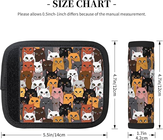 Colorful Cats Handle Wrap 2 Pieces, Funny Kitten Animals Soft Handle Grip for Women Men Business Luggage Outdoor Bag Markers Decor
