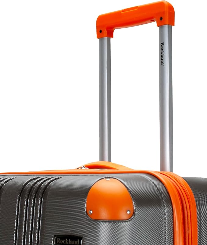 Rockland London Hardside Expandable Spinner Wheel Luggage, Charcoal, Checked-Large 28-Inch