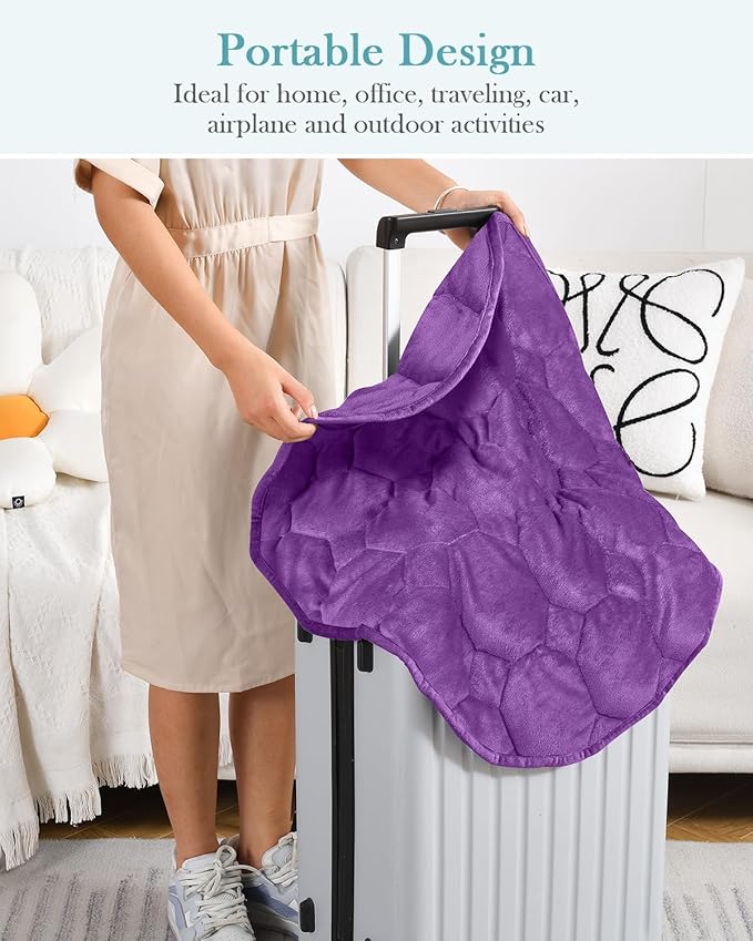 Topblan Weighted Lap Blanket 7lbs for Adults, Small Weighted Blanket Throw for Napping, Relaxation, Calming and Travel, Skin Friendly & Machine Washable for All-Season, Dark Purple 24x29 inches