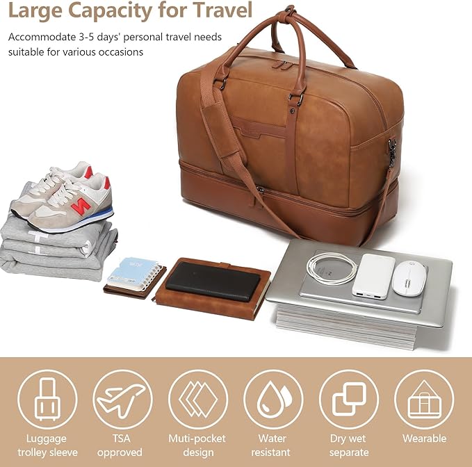 Wogarl Weekender Bags for Women Large Overnight Bag Weekend Travel Duffel Bag Carry on Shoulder with Shoe Compartment Toiletry Bag for Travel Business Gym