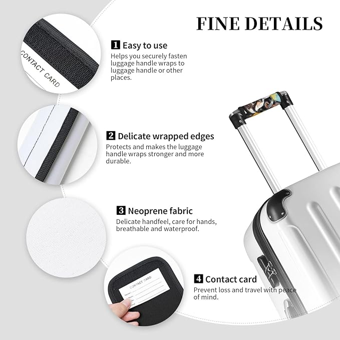 Luggage Handle Wraps Boston Terrier Dog Art Painting Luggage Identifiers Soft Neoprene Luggage Handle Wraps For Suitcase Trolley Handle Grip Cover 2 Pack Luggage Tags