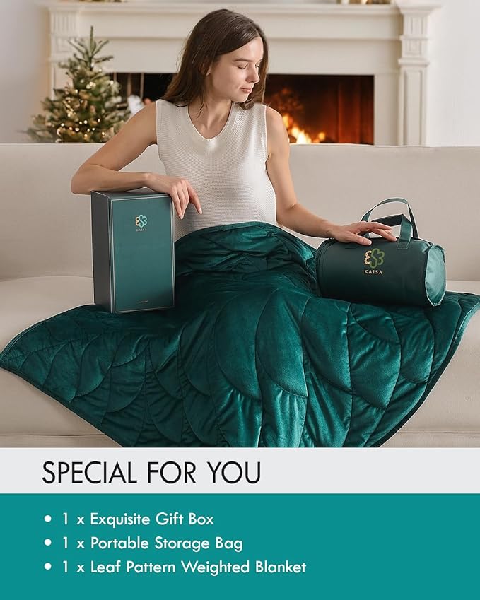 Kaisa Weighted Lap Blanket 5 lbs 41" x 53", Cozy Luxury Crystal Velvet Small Weighted Blanket for Adults, Portable Travel Weighted Blanket for Relaxation, All-Season Blanket, Machine Washable, Green