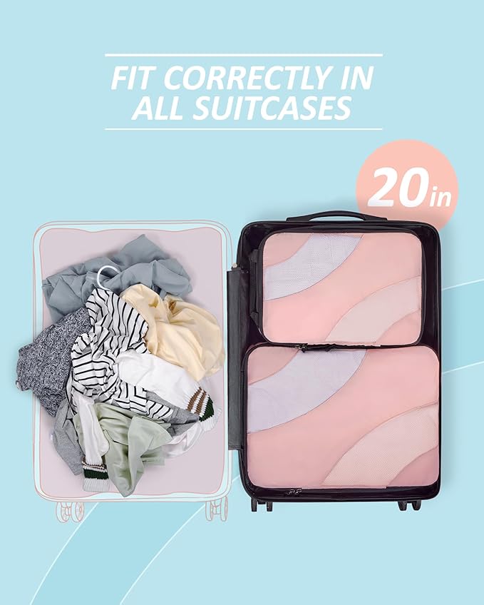 BAGSMART Compression Packing Cubes, 6 Set/4 Set/2 Set Travel Packing Cubes for Carry on Suitcases, Compression Suitcase Organizers Bag Set & Travel Cubes for Luggage, Lightweight Packing Organizers