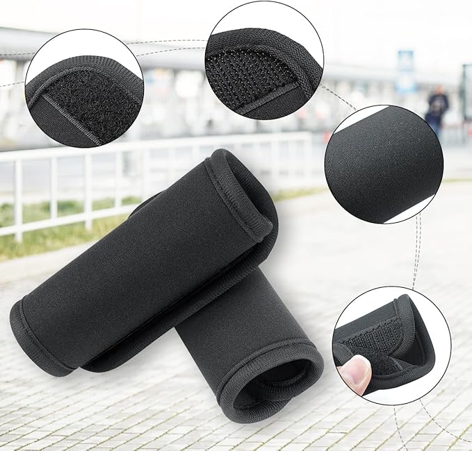 4 Pcs Neoprene Luggage Handle Wrap for Suitcase Luggage Tags Identifiers Bulk Luggage Handle Wrap Luggage Tag Wraps Travel Accessories (Black)
