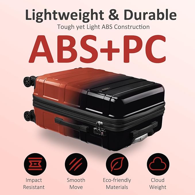 Carry on 20inch Luggage with Spinner Wheels, Lightweight PC+ABS Hard Shell Suitcases, Expandbale Storage & TSA Aprovel Lock