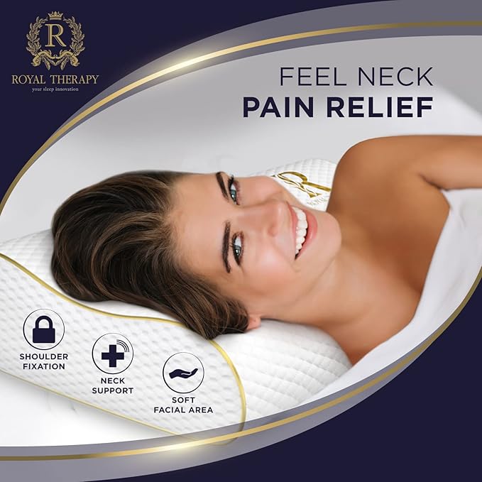 Royal Therapy 2-Pack Queen Memory Foam Pillow, Cervical, Queen Contour, Orthopedic Pillow for Neck Support, Neck Pain, Side Sleepers, CertiPUR-US
