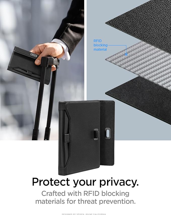 Spigen Life for Passport Card Cover Holder with RFID Blocking Technology Wallet Travel Documents Organizer Protector Accessories, SIM Card Pin Included
