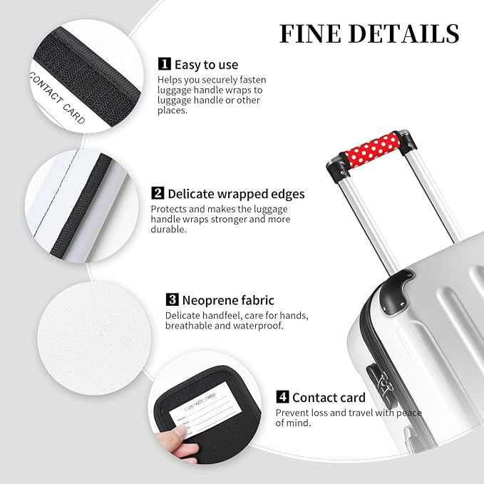 Red White Polka Dot Handle Wrap 2 Pieces, Soft Handle Grip for Women Men Business Luggage Outdoor Bag Markers Décor