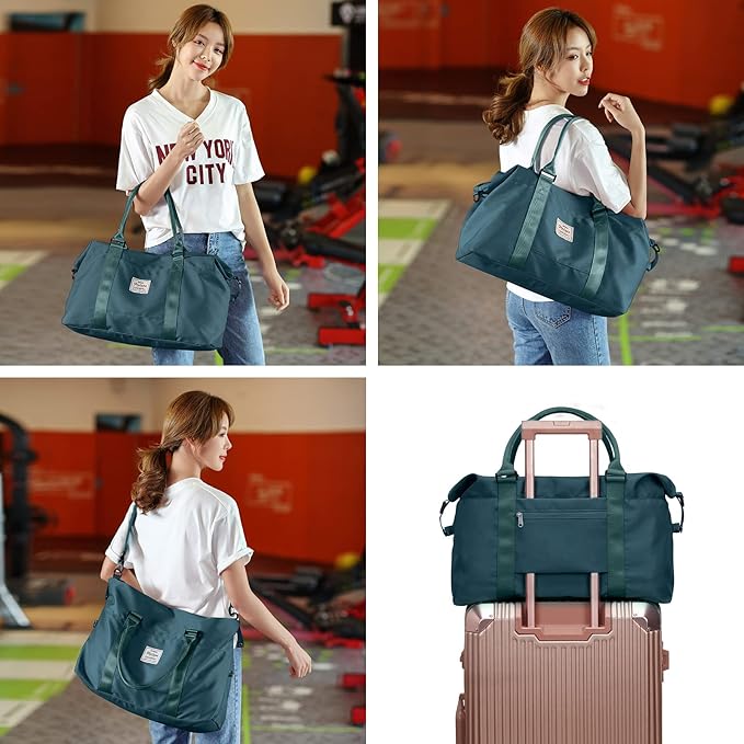 HYC00 Travel Duffel Bag,Carry-on Overnight Weekender Bags for Women,Sports Tote Gym Bag with Wet Pocket