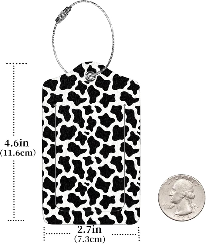 2 Pcs Luggage Tags for Suitcases, PU Leather Cruise Ship Luggage Tags with Privacy Cover Label Address Card and Durable Metal Ring Suitable for Men Women Handbags Backpacks,Milk Vein