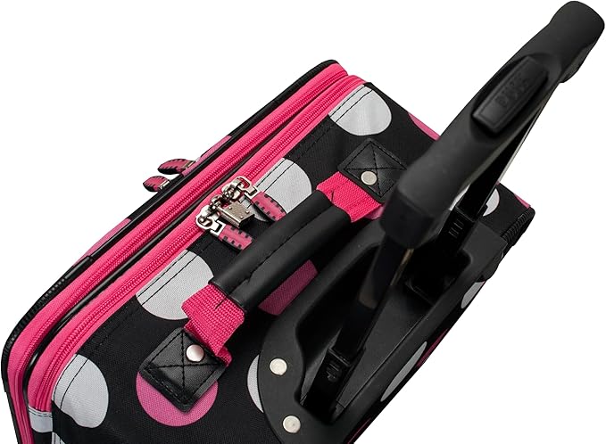 Rockland Fashion Softside Upright Luggage Set,Expandable, Multi/Pink Dot, 2-Piece (14/19)